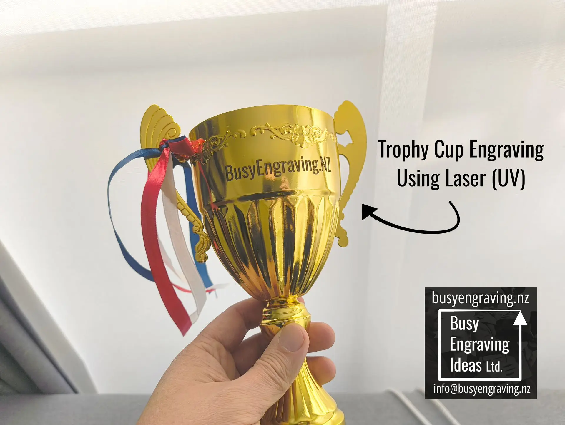 Cupface engraving using UV Laser